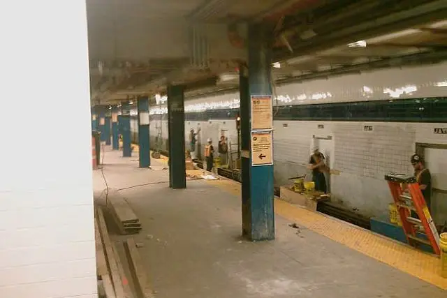 "Station rehab work today @ Jay St. on the F Line in Downtown Bklyn, part of Jay St Connector project"